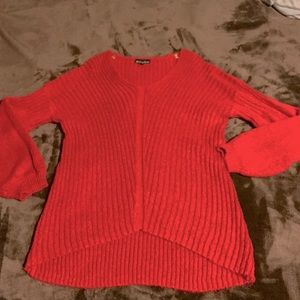 Alison Andrews red cable sweater XL